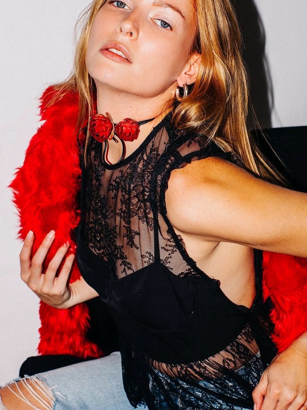 The Kooples Red Fur Jacket